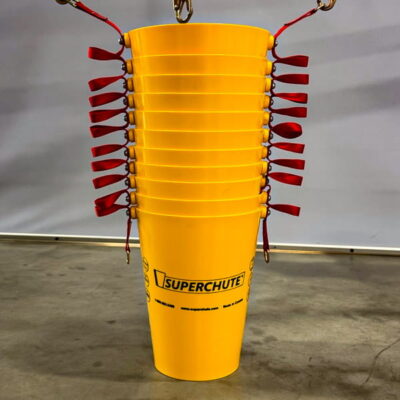 Slim Chute with web strap linking system.